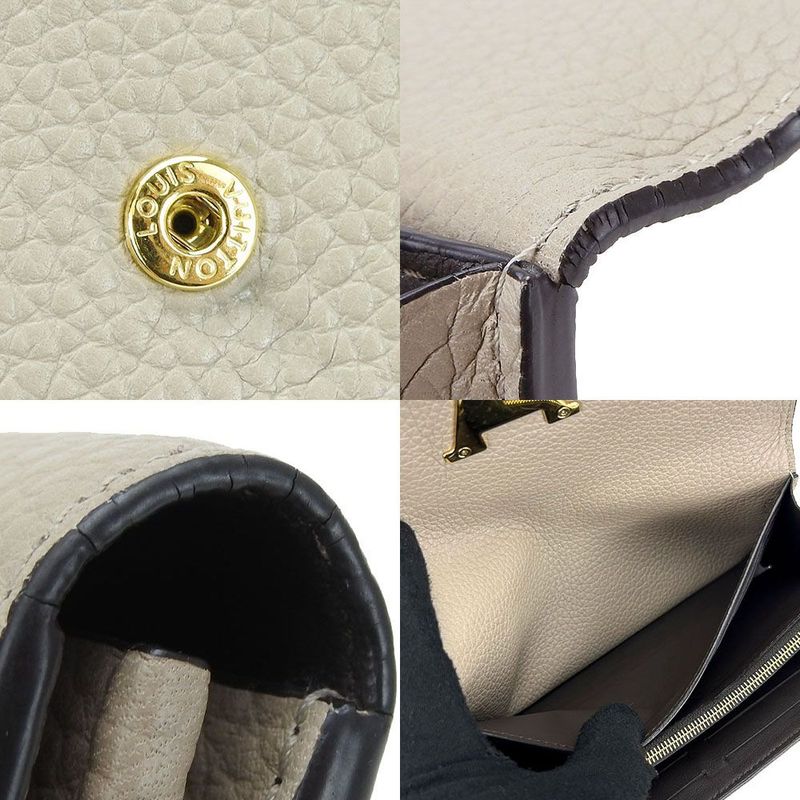 Louis Vuitton Long Wallet Portefeuille Capucines Gallet Beige Leather — view 5
