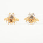 Gucci Interlocking G Bee Earrings GP Rhinestone Faux Pearl — view 3