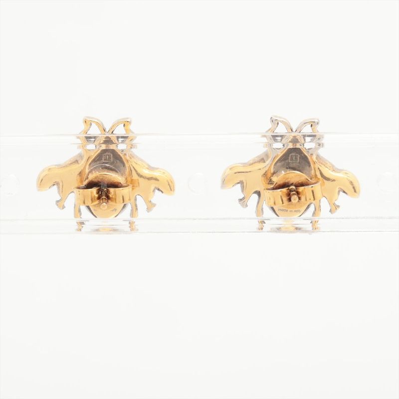 Gucci Interlocking G Bee Earrings GP Rhinestone Faux Pearl — view 3