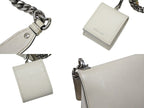 Prada Robot Monochrome Chain Shoulder Bag Saffiano Leather Ivory Silver — view 4