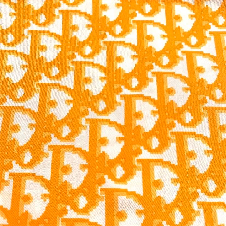 Dior Trotter Pattern Silk Scarf Orange Green — view 4
