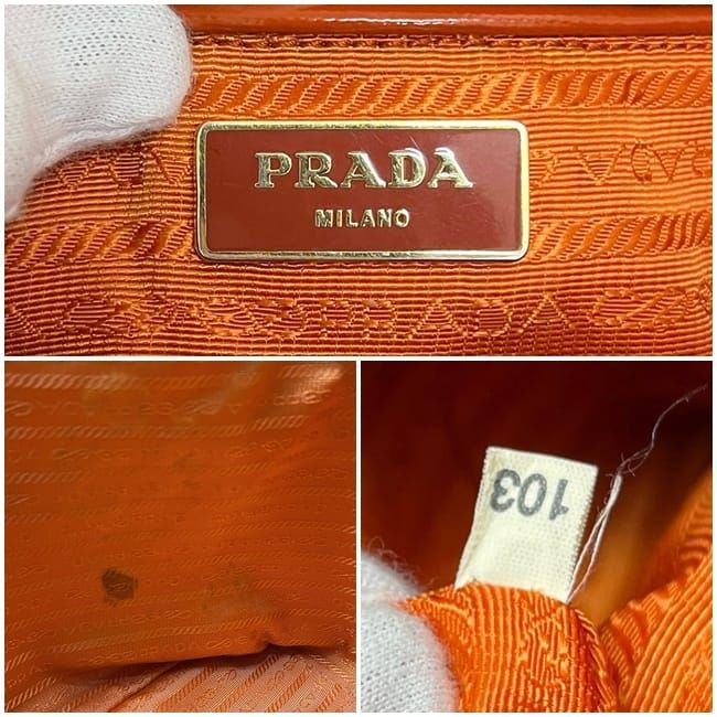 Prada 2 way Bag Orange Patent Leather 103 — view 4