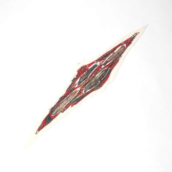 Hermes Pleated Carre Scarf Grands Fonds Deep Sea Fish Red — view 4