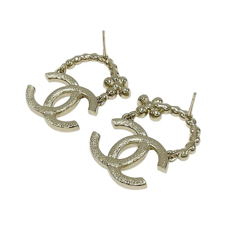 Chanel Earrings Gold Coco Mark Flower Rhinestone — view 4