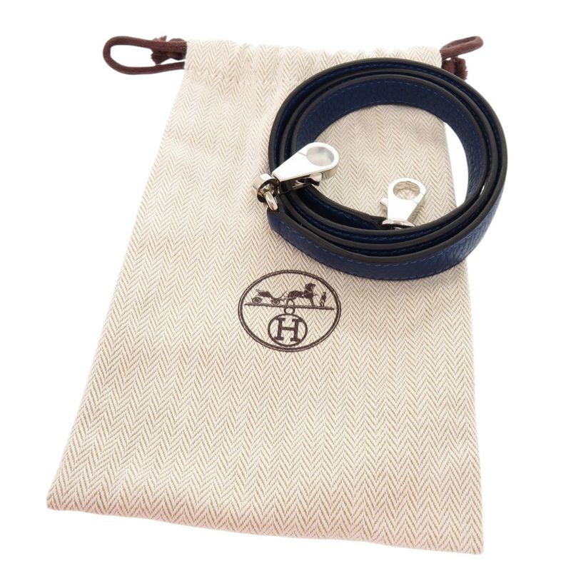 Hermes Kelly Strap Taurillon Cles Mance Silver Hardware Deep Blue — view 2