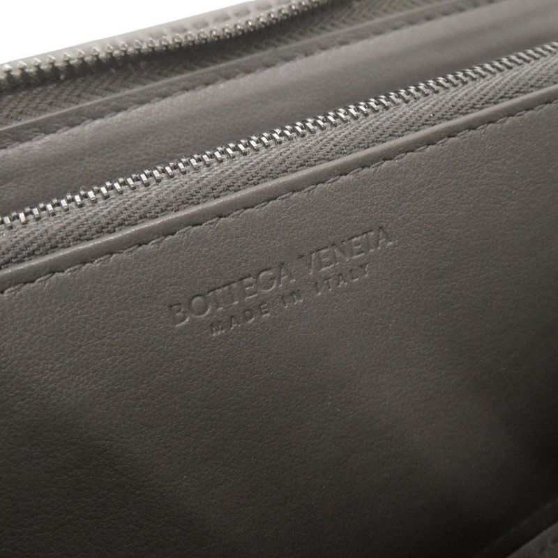 Bottega Veneta Intrecciato Leather Gray Round Zipper Long Wallet 0510 — view 7