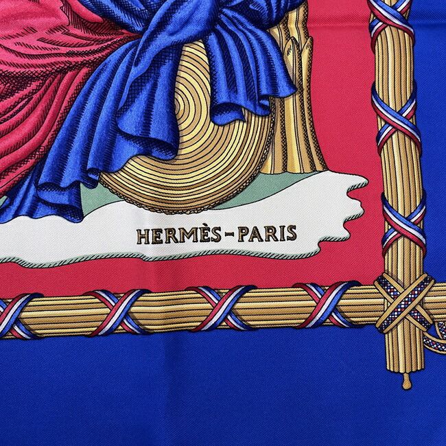 Hermes Scarf Carre 90 Red Blue Yellow Liberte — view 3