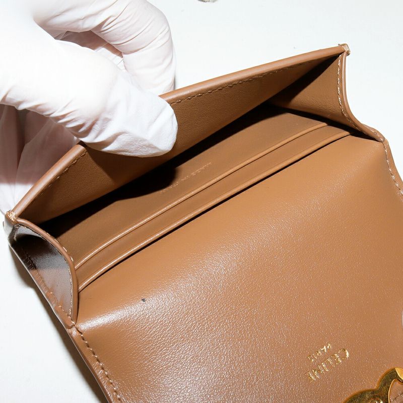 Celine Card Case Business Holder With Triomphe Flap Shiny Calfskin Bronze — view 5