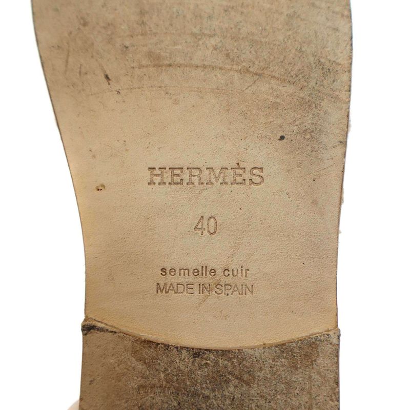 Hermes Antigua Sandals Espadrille Calf Sole Navy 40 — view 6