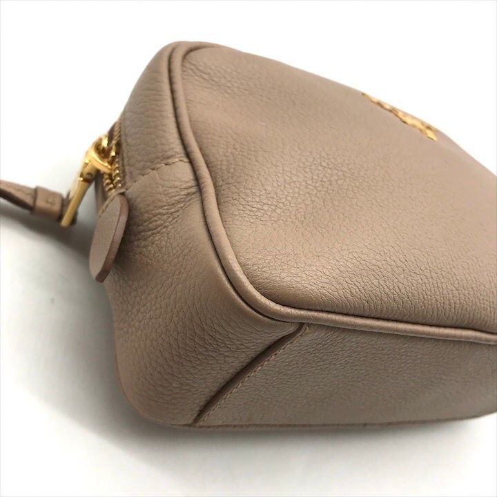 Prada Leather Pouch Gold Pink Beige Case — view 5