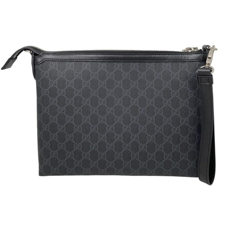 Gucci Clutch Bag with Interlocking G Messenger GG Supreme Black — view 2