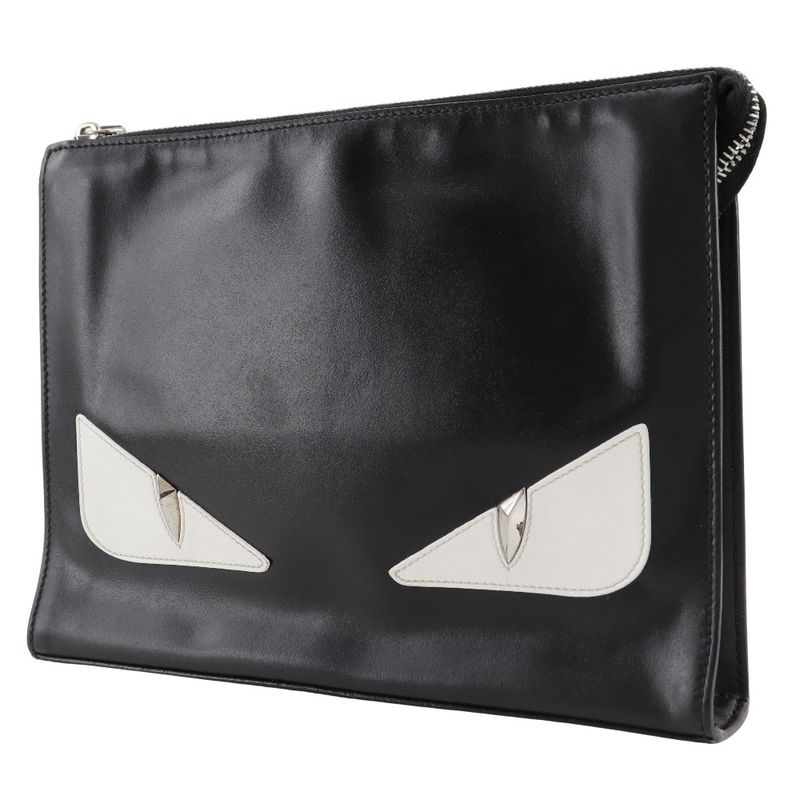 Fendi Bugs Monster 7 Va433 Calf Black Clutch Bag — view 2