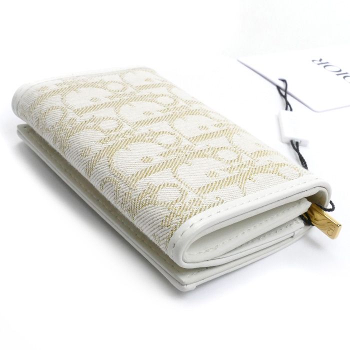 Christian Dior Oblique 30 Montaigne Medium Wallet Coin Case White Gold S2300 Unrg — view 2