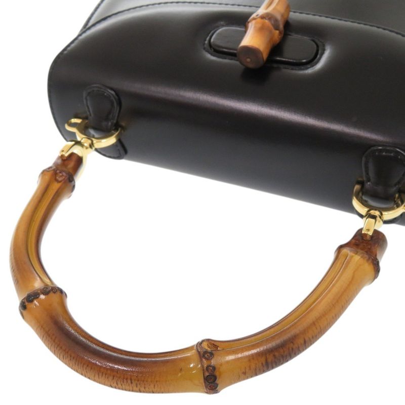 Gucci Bamboo 000 46 0188 Leather Black 2-Way Shoulder Bag 0257 — view 5