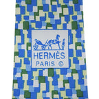 Hermes 5089 PA 100% Silk All-over Logo Print Tie Blue Green Multi — view 6