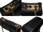 Chanel S Flap Chain Shoulder Bag CC Logo Lambskin Black Gold — view 5