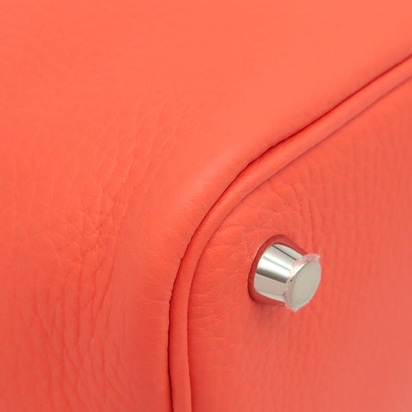 Hermes Handbag Picotin Lock PM Taurillon Clemence Orange Field Silver Hardware — view 5