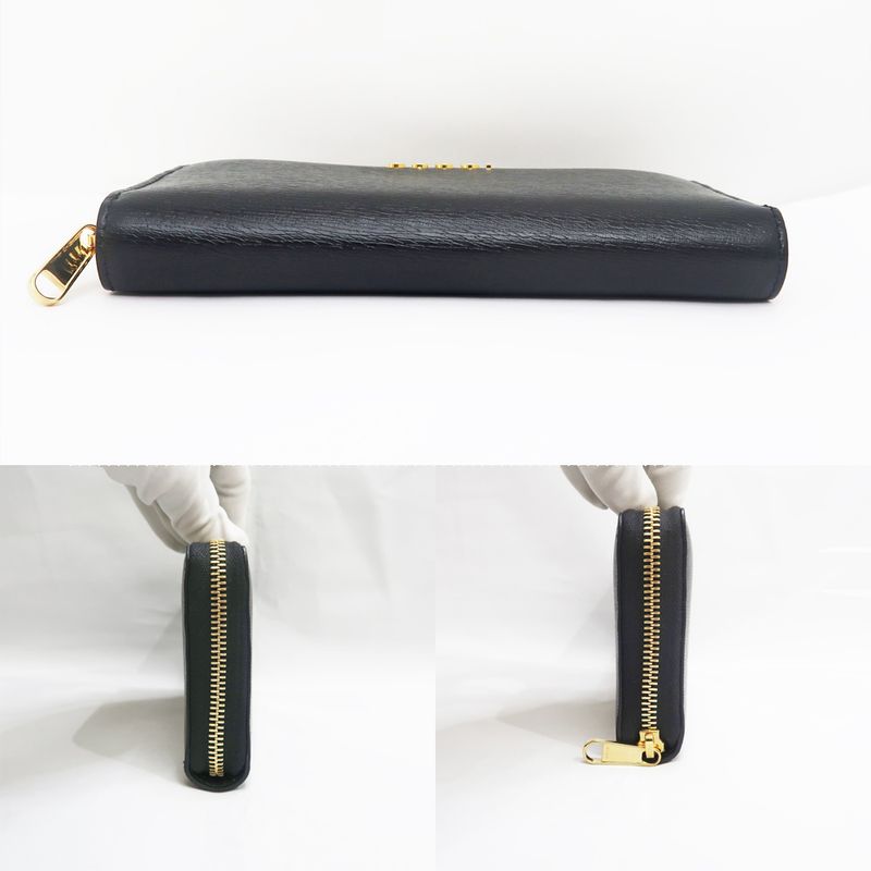 Gucci Script Zip Around Long Wallet Black — view 3