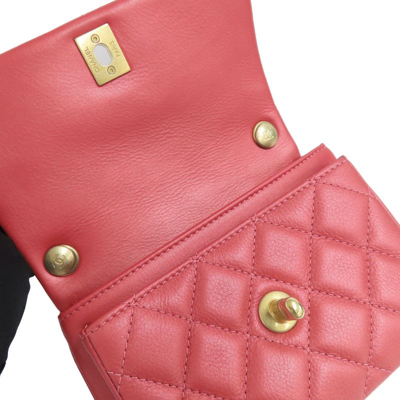 Chanel Top Handle Mini Flap Bag Pink As1226 Quilted Lambskin — view 8