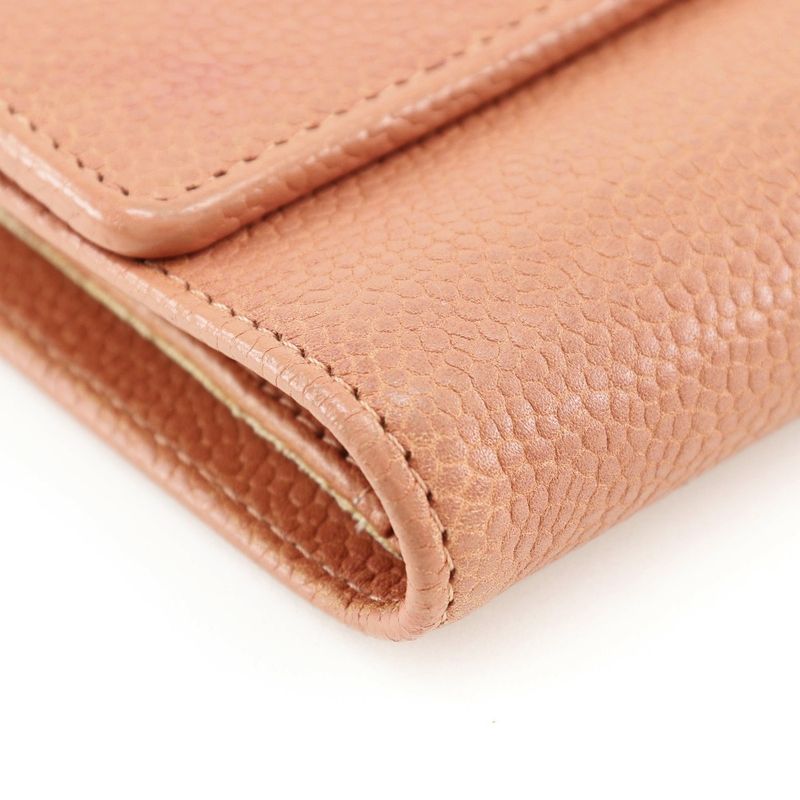 Chanel Coco Mark Caviar Leather Pink Trifold Wallet — view 4