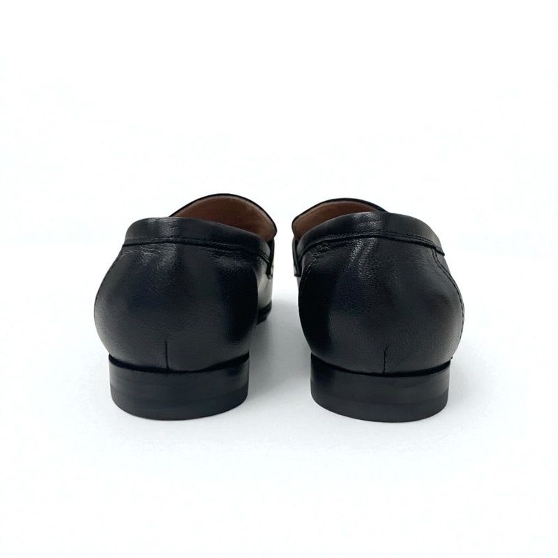 Hermes Paris Loafers Shoes Leather Black Silver Moccasins Flat Hhardware — view 5