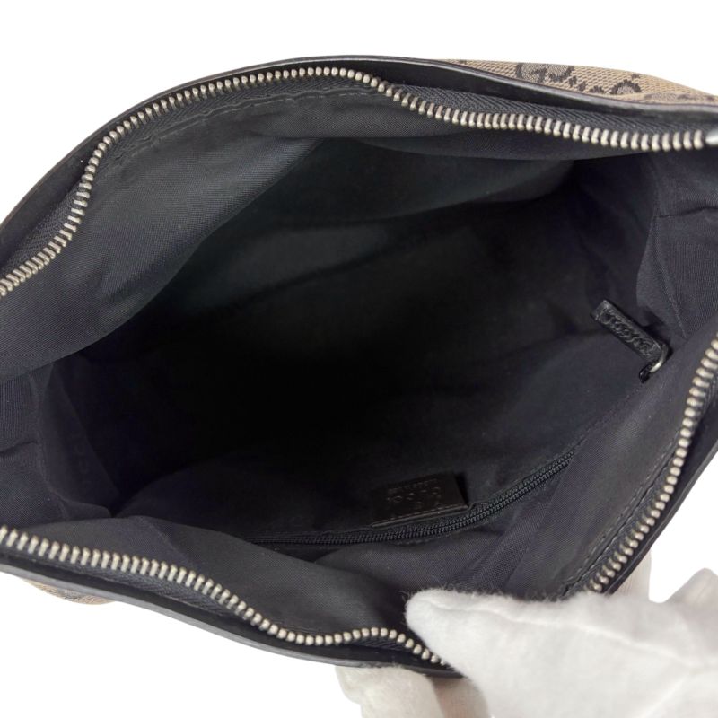 Gucci One Shoulder Bag GG Canvas Nylon Leather Dark Brown Hobo Soho — view 9