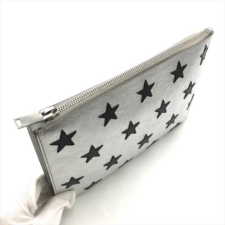 Saint Laurent Star Patchwork Metallic Leather Clutch Pochette Pouch Case — view 6