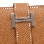 Hermes Long Wallet Bearn Soufflet Veau Epsom Gold Silver Hardware Brown