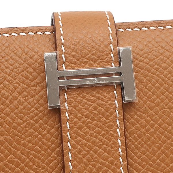 Hermes Long Wallet Bearn Soufflet Veau Epsom Gold Silver Hardware Brown