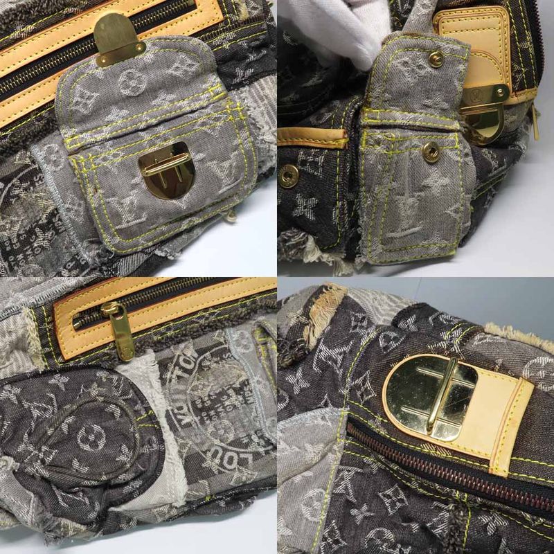Louis Vuitton Bowery Monogram Denim Shoulder Tote Bag Gray — view 9