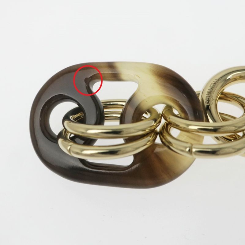 Hermes Yulidice PM Earrings Buffalo Horn Pair Brown Gold Hardware — view 7