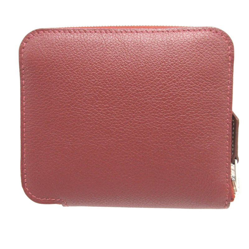 Hermes Azap Compact Silk Quin Stamped B Evercolor Rouge Ash Coin — view 2