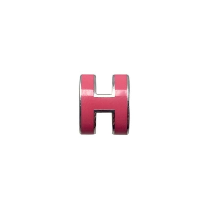 Hermes Earrings Pop Ashe Mini H Logo Rose Tropic Pink Silver — view 3