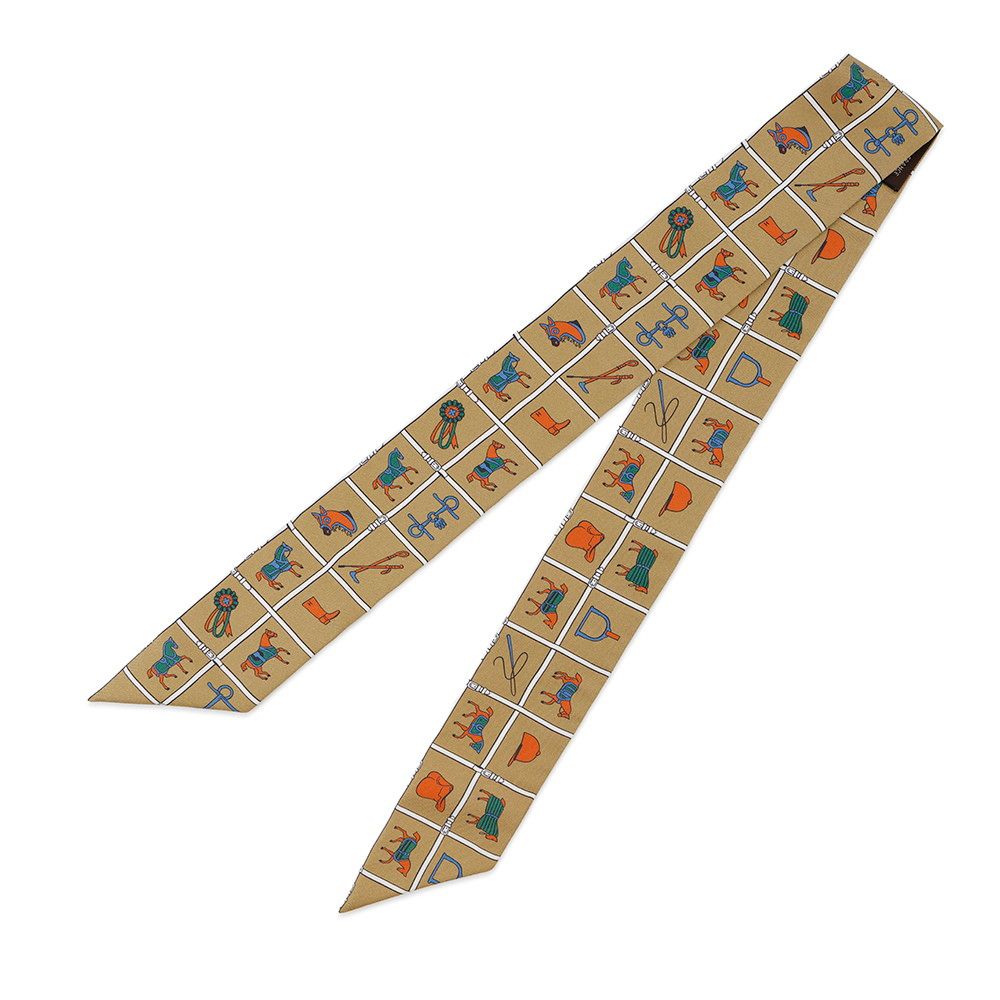 Hermes Scarf Twill Horsewear Couvertures Et Tenues de Jour Silk Mordre Blanc Blue — view 2