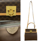 Celine Macadam Blason Triomphe Pattern Logo Ring Hardware Leather 2-Way