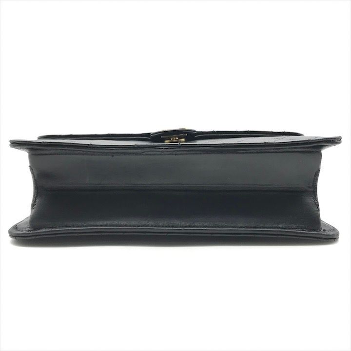 Chanel CC Logo Quilted Lambskin Push Lock Chain Shoulder Bag Black — view 3