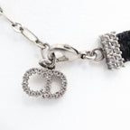Christian Dior Choker Rhinestone Velour Black Yo649 — view 6