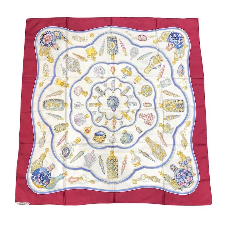 Hermes Carre 90 Large Scarf Shawl Silk Perfume Pattern — view 2