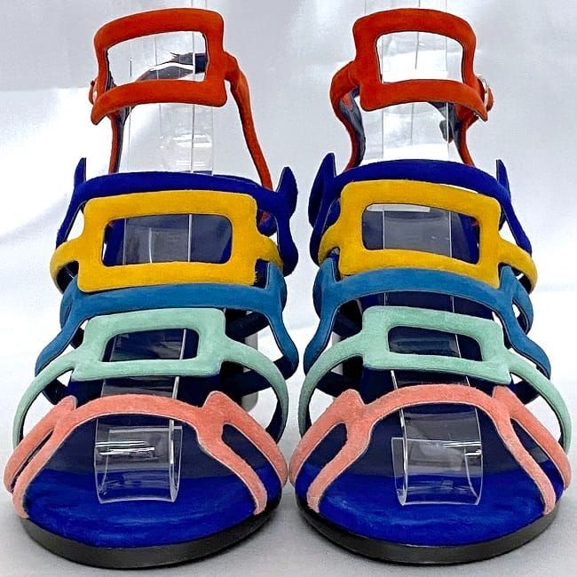 Hermes Sandals Navy Multicolor — view 3