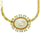 Christian Dior GP Rhinestone Pearl Necklace Gold — view 3