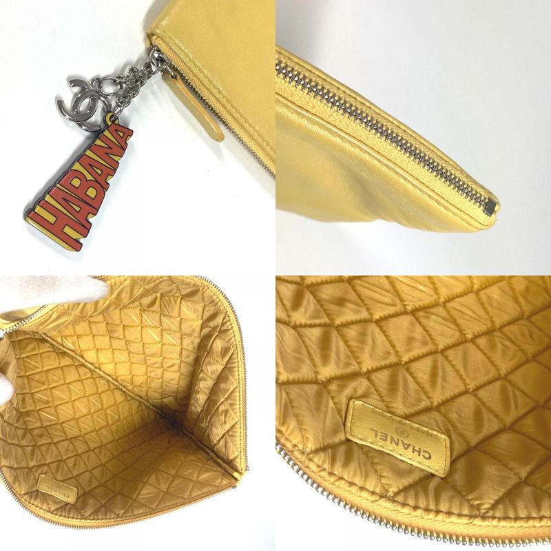 Chanel Clutch Bag Coco Havana Car Logo Leather Yellow — view 8