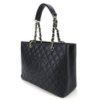 Chanel Tote Bag Grand Shopping GST Caviar Leather Black Silver Hardware Chain 16 th — view 2