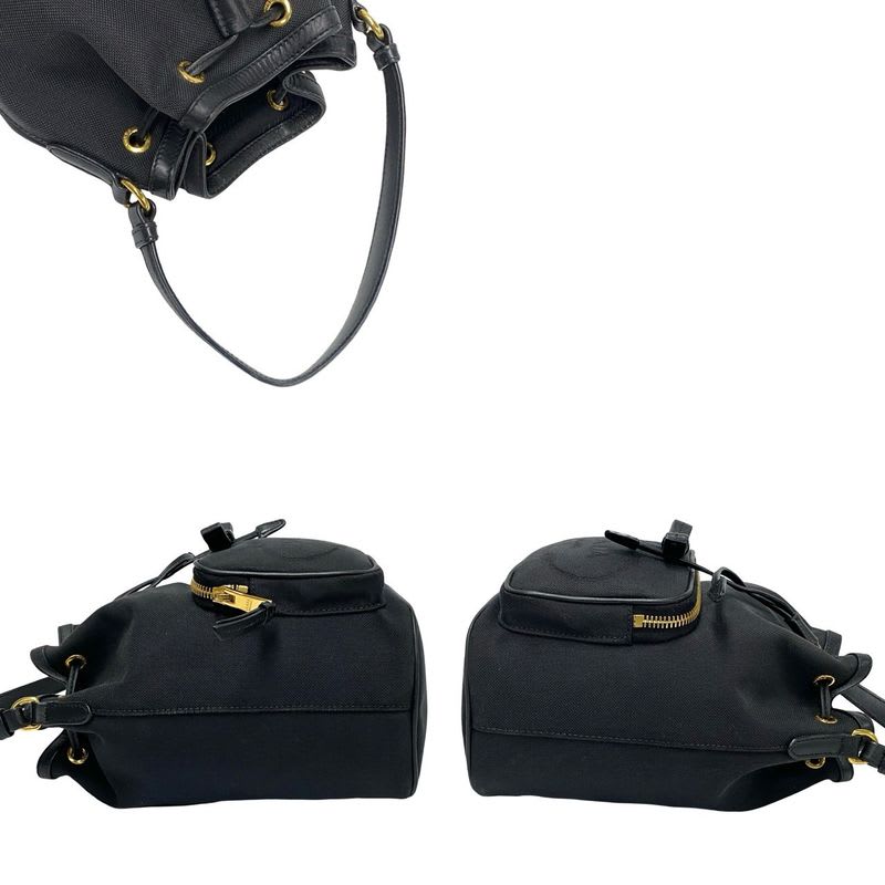Prada Duet Logo Leather Canvas 2-Way Mini Shoulder Bag Handbag