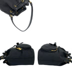 Prada Duet Logo Leather Canvas 2-Way Mini Shoulder Bag Handbag