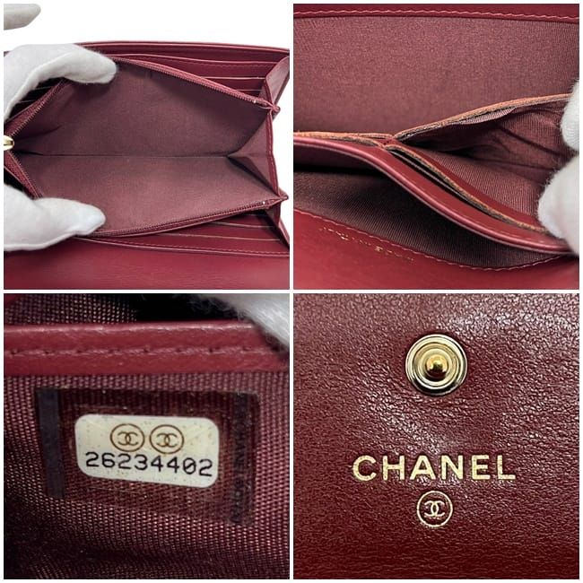 Chanel Bifold Long Wallet Bordeaux Burgundy Coco Mark — view 4