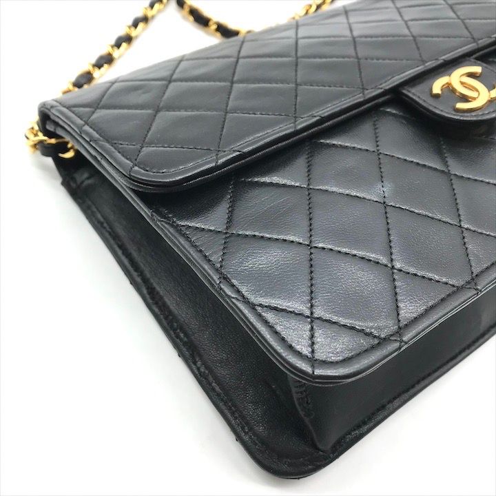 Chanel CC Logo Quilted Lambskin Push Lock Chain Shoulder Bag Black — view 5