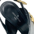 Louis Vuitton Horizon Line Sandals Shoes Leather Black Gold Lvhardware Strap — view 7