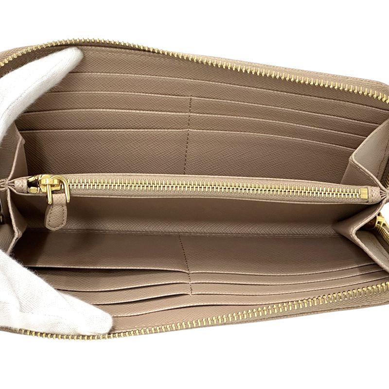 Prada Wallets ed Long Saffiano Beige 1 Ml506 Gold Hardware Round — view 4