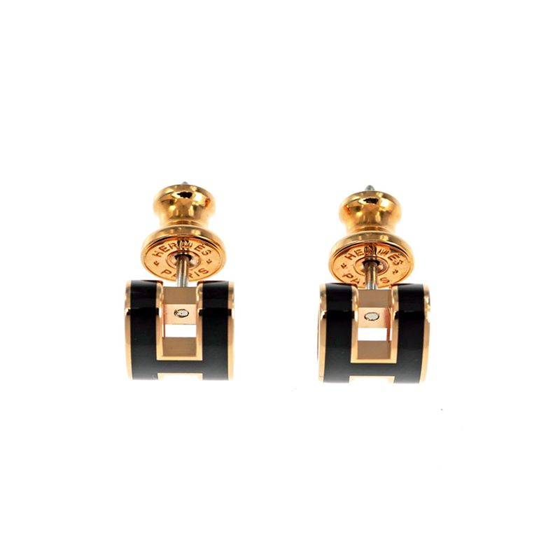 Hermes Earrings Pop Ash Pair Black Rosegold Hardware Jewelry — view 5