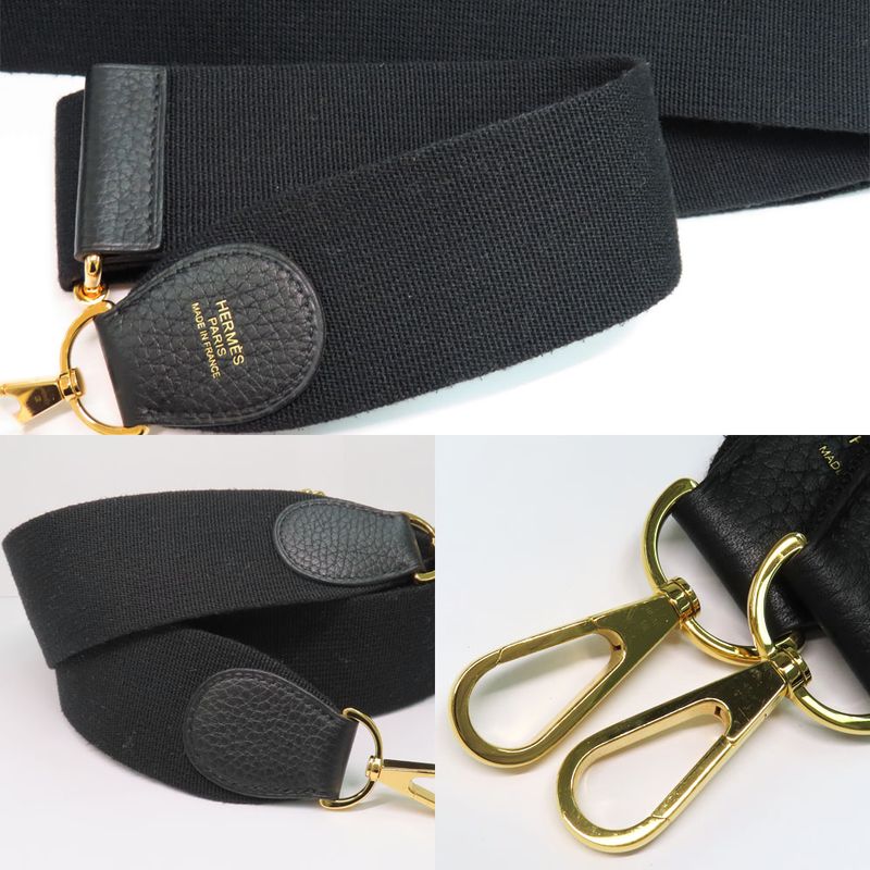 Hermes Evelyne 3 PM Black Taurillon Clemence Gold Hardware — view 8